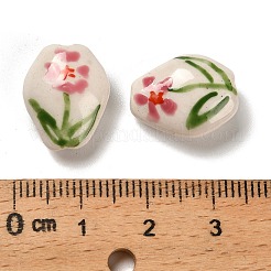 Flower Theme Printed Handmade Porcelain Beads&nbsp;LAMP-D303-06A-01