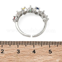 Brass Micro Pave Cubic Zirconia Cuff Open Rings for Women&nbsp;RJEW-C163-08P