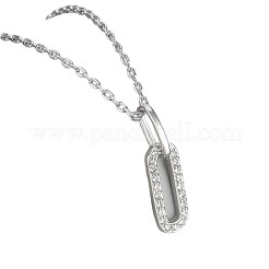 Brass Micro Pave Clear Cubic Zirconia Double Oval Ring Pendant Necklaces for Women&nbsp;WG76A9F-02