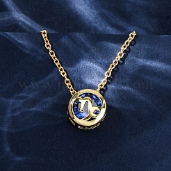 Brass Pave Cubic Zirconia Birth Stone Constellation Pendant Cable Chain Necklaces&nbsp;LS-NJEW-D334-01G-06