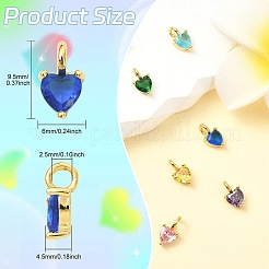 12Pcs 12 Colors Birthstone Brass Micro Pave Cubic Zirconia Charms&nbsp;ZIRC-CJ0003-35