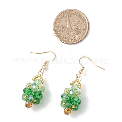 304 Stainless Steel Glass Seed Beads Christmas Tree Dangle Earrings&nbsp;EJEW-MZ00581-02