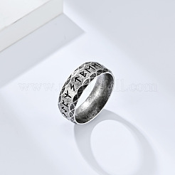 Viking Word Pattern 304 Stainless Steel Finger Rings for Men&nbsp;FS-WG08DAB-09