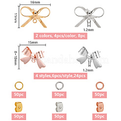 24Pcs 4 Style Bowknot Brass Stud Earring Findings&nbsp;DIY-DR0001-30