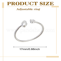 1Pc Letter Brass Rhinestone Open Cuff Rings for Women&nbsp;AJEW-LP0004-47C-S