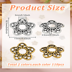 220Pcs 2 Colors Tibetan Style Alloy Bead Caps&nbsp;FIND-LP0001-84