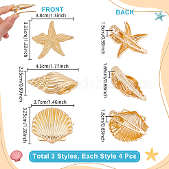 12Pcs 3 Styles Zinc Alloy Alligator Hair Clips&nbsp;PHAR-UN0001-03