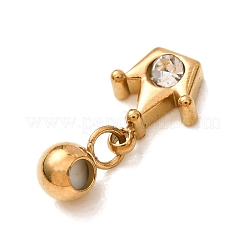 304 Stainless Steel Pave Clear Cubic Zirconia Charms&nbsp;CU-CBAB6EC-11G