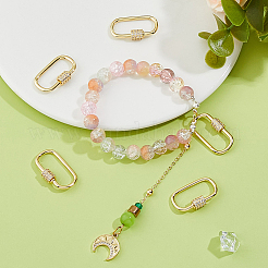 6Pcs Brass Micro Pave Clear Cubic Zirconia Screw Carabiner Lock Charms&nbsp;ZIRC-DC0001-34