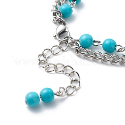 Synthetic Turquoise Beads Multi-strand Bracelets&nbsp;BJEW-JB08753