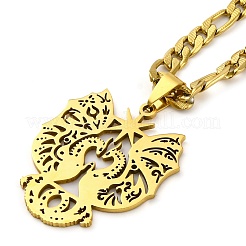 201 Stainless Steel Gothic Double Dragon with Star Pendant Necklaces&nbsp;NJEW-S007-18G