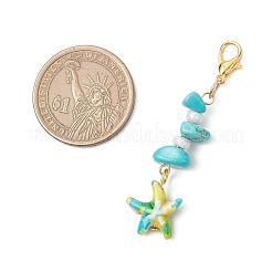 Synthetic Turquoise Starfish Pendant Decorations&nbsp;HJEW-JM03642-01