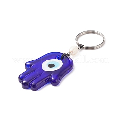 Handmade Lampwork Blue Evil Eye Keychain Key Ring&nbsp;KEYC-JKC00385-04