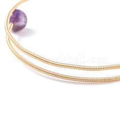 Natural Amethyst Round Beaded Bangle&nbsp;BJEW-JB07816-03