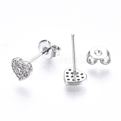 Brass Micro Pave Clear Cubic Zirconia Stud Earrings&nbsp;EJEW-T046-26P-NF