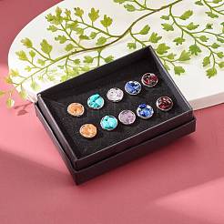 Flat Round with Mixed Gemstone Chip Beads Stud Earrings for Girl Women&nbsp;EJEW-JE04669