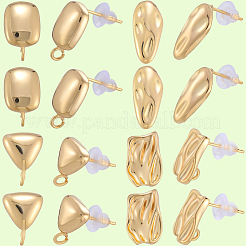 16Pcs 4 Styles Brass Stud Earrings&nbsp;KK-BBC0018-62