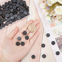 26Pcs 26 Styles Flat Round with Letter Wooden Cabochons&nbsp;WOOD-GA0001-28