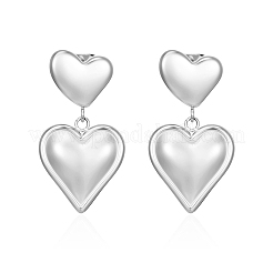 Simple Heart Stainless Steel Dangle Stud Earrings&nbsp;WJ2293-1