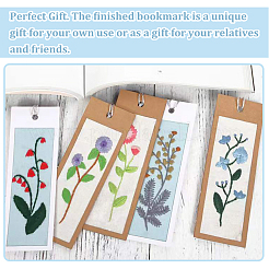 DIY Flower Pattern Paper Bookmark Embroidery Making Kits&nbsp;DIY-WH0304-311