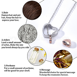 1Pc 304 Stainless Steel Heart Pendant Urn Ashes Necklaces&nbsp;NJEW-CN0001-19RGP