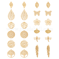 48Pcs 12 Style Rack Plating 201 Stainless Steel Pendants&nbsp;STAS-CW0001-06