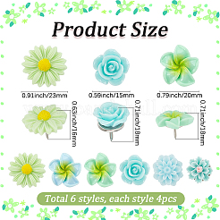 24Pcs 6 Styles Flower Resin Drawing Pins&nbsp;AJEW-BM0001-05