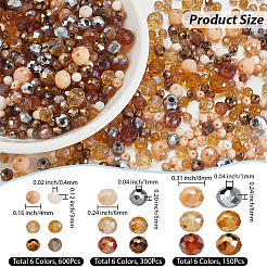 1050Pcs 18 Styles Electroplate Transparent Glass Beads&nbsp;EGLA-PA0001-15