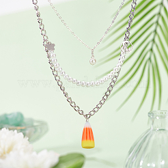 50Pcs Candy Corn Halloween Acrylic Pendants&nbsp;SACR-DC0001-11
