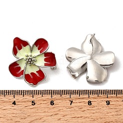 Brass Enamel Flower Stud Earrings&nbsp;EJEW-P322-03P