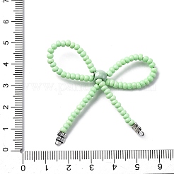 Alloy & Glass Seed Beads Bowknot Chandelier Component Links&nbsp;PALLOY-D359-03F