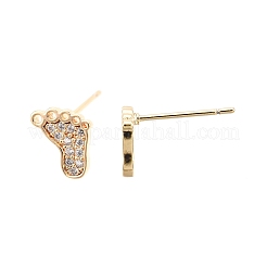 Clear Cubic Zirconia Footprint Stud Earrings&nbsp;EJEW-C047-05G