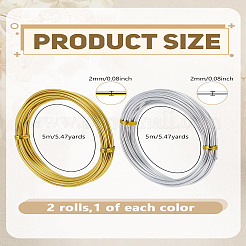 2 Rolls 2 Styles Round Aluminum Wire&nbsp;AW-LP0001-06C-01