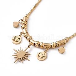 Synthetic Turquoise Pendant Necklace with 304 Stainless Steel Round Snake Chains&nbsp;NJEW-P269-07B-G