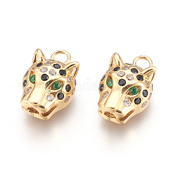 Brass Micro Pave Cubic Zirconia Pendants&nbsp;KK-O106-19G