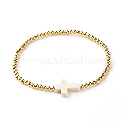Cross Synthetic Turquoise(Dyed) Beads Stretch Bracelets Set for Girl Women&nbsp;BJEW-JB06863