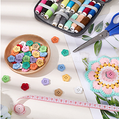 50Pcs 10 Colors 4-Hole Plastic Buttons&nbsp;FIND-CY0001-04