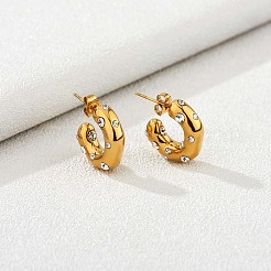 Cubic Zirconia C-shape Stud Earrings&nbsp;JE944A