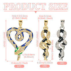 3Pcs 3 Style Brass Micro Pave Cubic Zirconia Pendants&nbsp;KK-TA0002-19