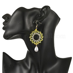 Brass Glass Beads Dangle Earrings&nbsp;EJEW-MZ00764