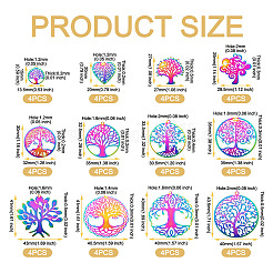 48Pcs 12 Style 201 Stainless Steel Filigree Pendants&nbsp;STAS-BY0001-21