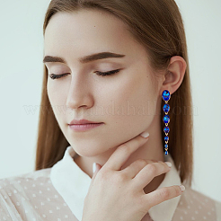 3 Pairs 3 Colors Rhinestone Graduated Beaded Oval Dangle Stud Earrings&nbsp;EJEW-AN0001-40