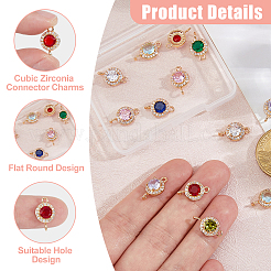 16Pcs 8 Colors Brass Pave Cubic Zirconia Connector Charms&nbsp;KK-HS0015-58