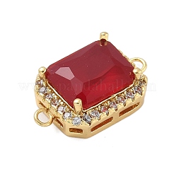 Rack Plating Brass Micro Pave Clear Cubic Zirconia Rectangle Connector Charms&nbsp;KK-A234-028