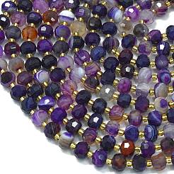 Natural Dyed Purple Banded Agate Beads Strands&nbsp;G-K389-E35-01