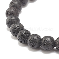 Natural Lava Rock Stretch Bracelet with Tree of Life&nbsp;BJEW-JB07692