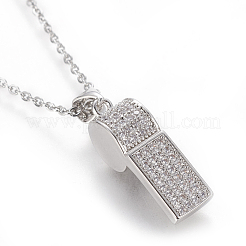 Brass Micro Pave Cubic Zirconia Pendant Necklaces&nbsp;NJEW-I230-22