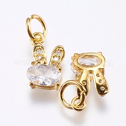 Brass Micro Pave Cubic Zirconia Bunny Charms&nbsp;X-RB-I077-19G-RS