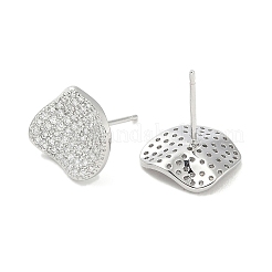Rack Plating Brass Micro Pave Clear Cubic Zirconia Stud Earrings for Women&nbsp;EJEW-M260-09P