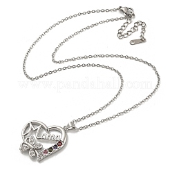 Mother's Day Brass Micro Pave Cubic Zirconia Heart Pendant Necklaces&nbsp;NJEW-R263-03B-P